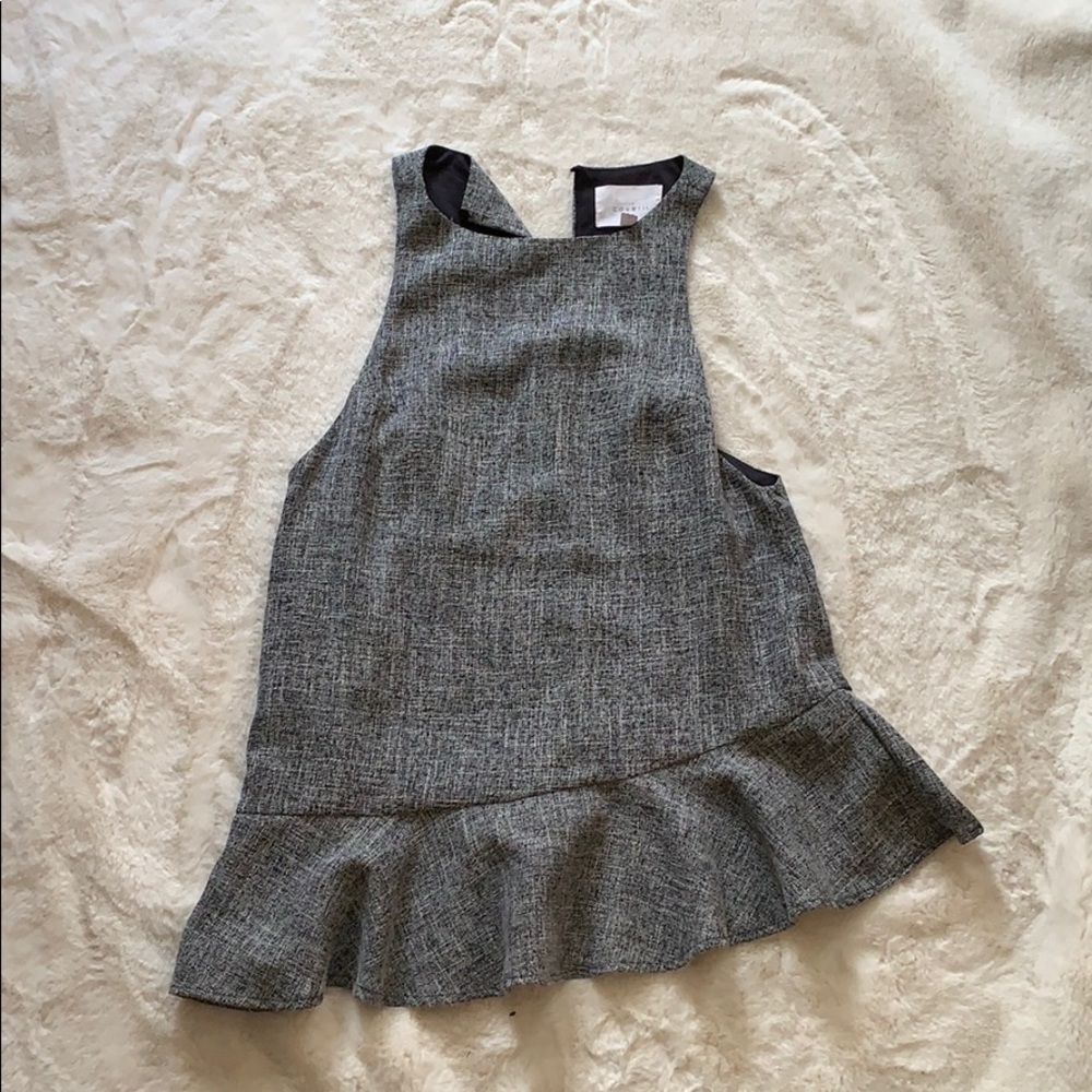 Grey tank top blouse with high neck